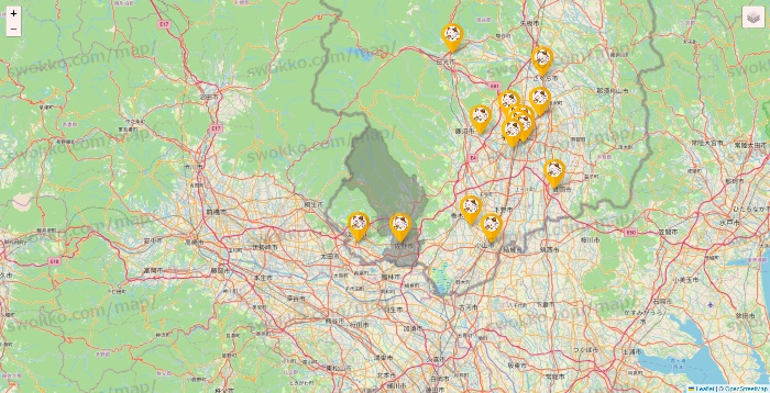 栃木県のまねきねこの店舗地図