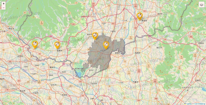 栃木県のまねきねこの店舗地図