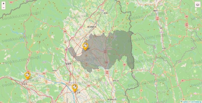 栃木県のまねきねこの店舗地図