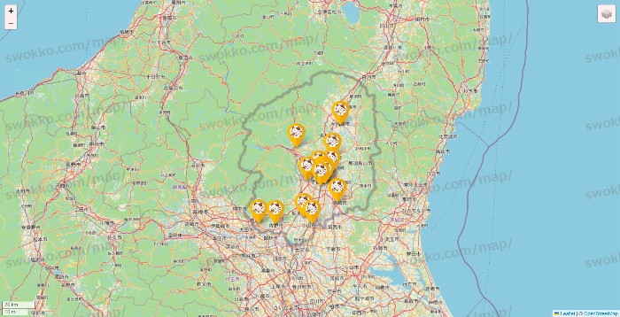 栃木県のまねきねこの店舗地図