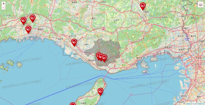 兵庫県のマルナカの店舗地図