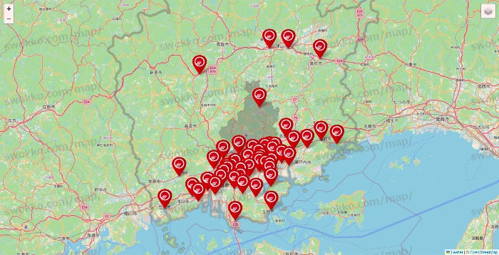 岡山県のマルナカの店舗地図