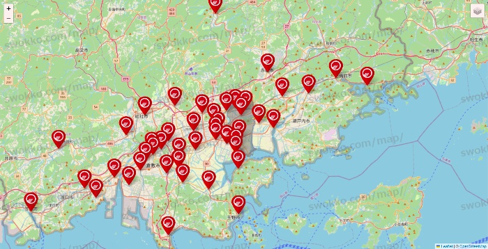 岡山県のマルナカの店舗地図