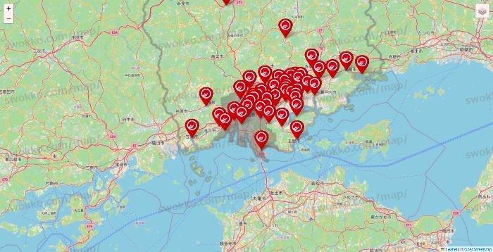 岡山県のマルナカの店舗地図