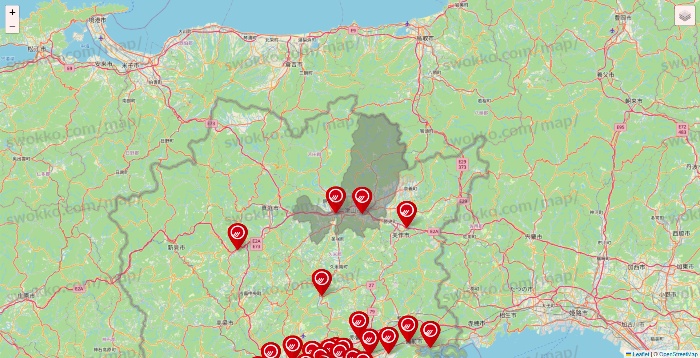 岡山県のマルナカの店舗地図
