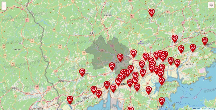岡山県のマルナカの店舗地図