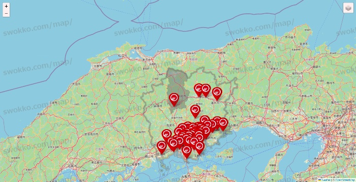 岡山県のマルナカの店舗地図