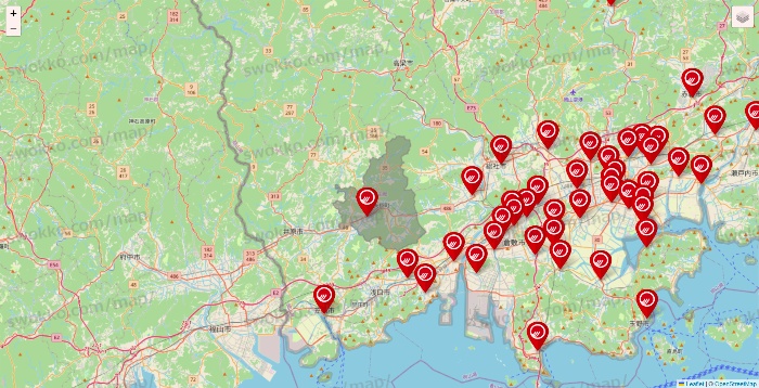 岡山県のマルナカの店舗地図