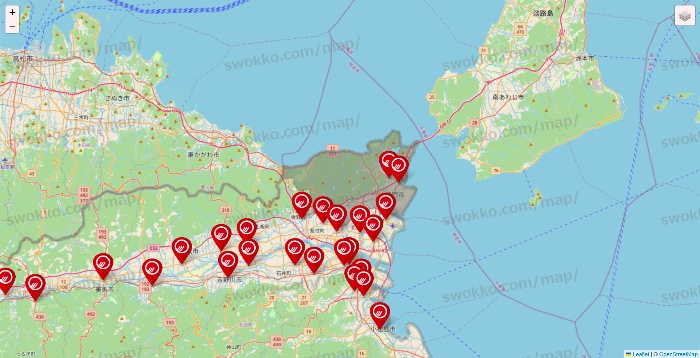 徳島県のマルナカの店舗地図