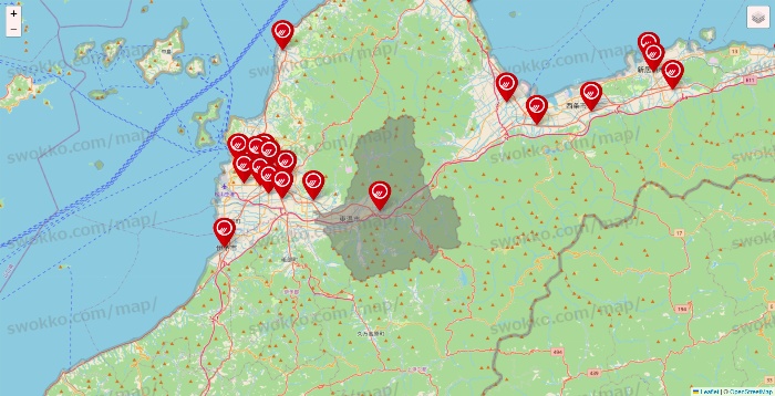 愛媛県のマルナカの店舗地図