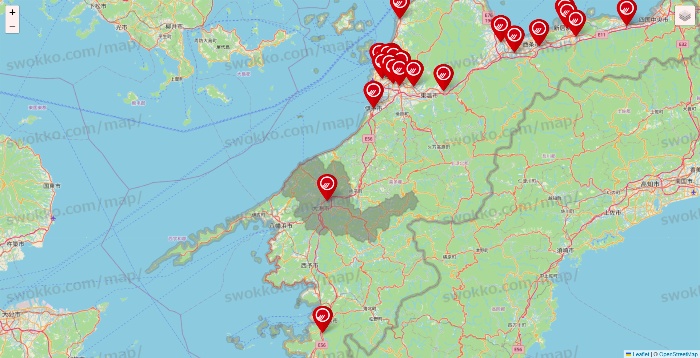 愛媛県のマルナカの店舗地図