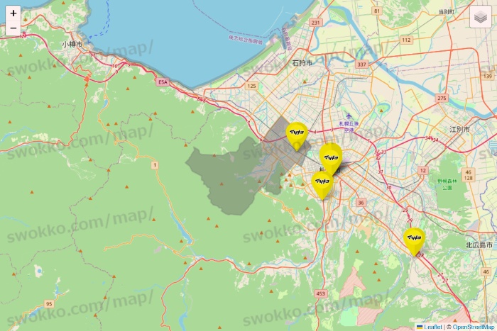北海道のマツモトキヨシの店舗地図