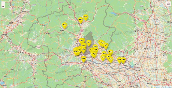 群馬県のマツモトキヨシの店舗地図