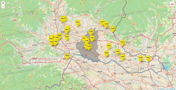 群馬県のマツモトキヨシの店舗地図