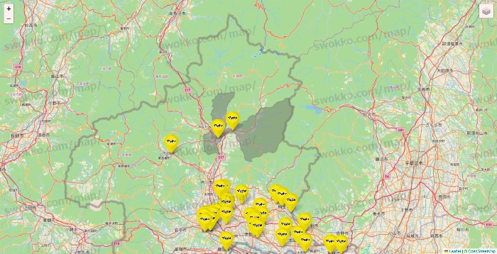 群馬県のマツモトキヨシの店舗地図