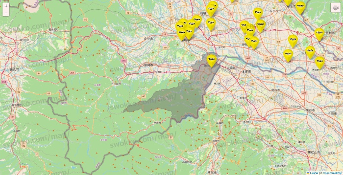 群馬県のマツモトキヨシの店舗地図