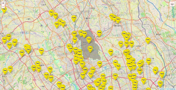 埼玉県のマツモトキヨシの店舗地図