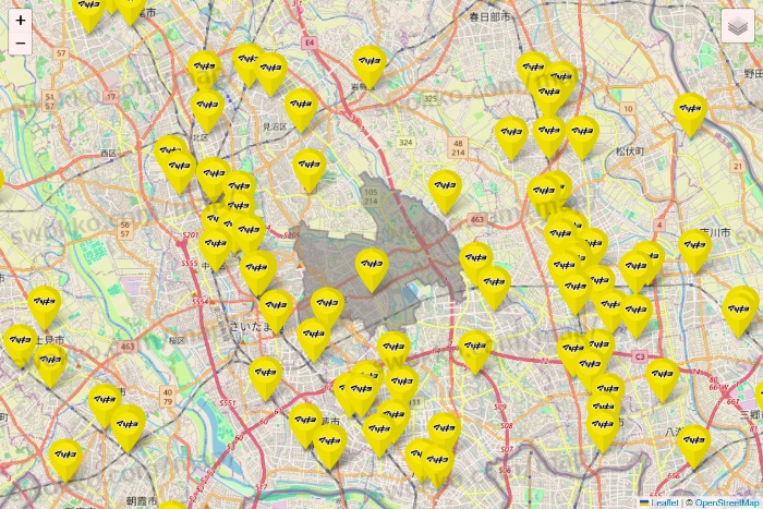 埼玉県のマツモトキヨシの店舗地図