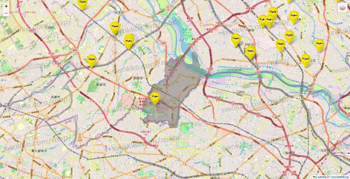 埼玉県のマツモトキヨシの店舗地図