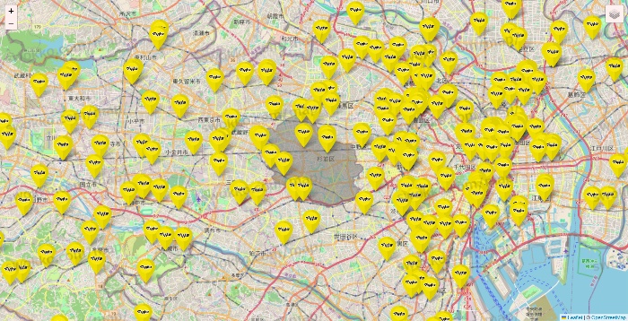 東京都のマツモトキヨシの店舗地図