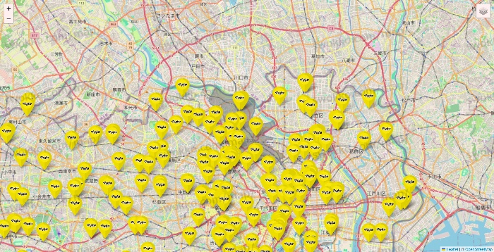 東京都のマツモトキヨシの店舗地図