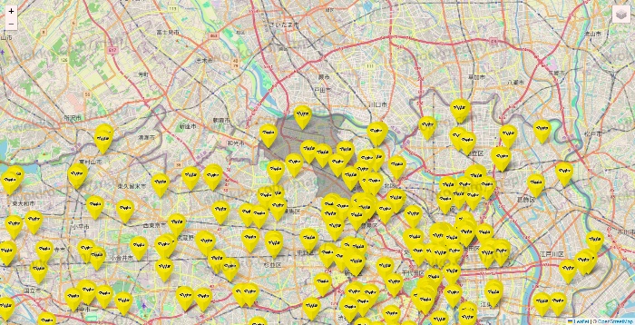東京都のマツモトキヨシの店舗地図