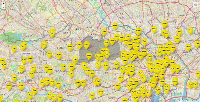 東京都のマツモトキヨシの店舗地図