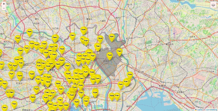 東京都のマツモトキヨシの店舗地図