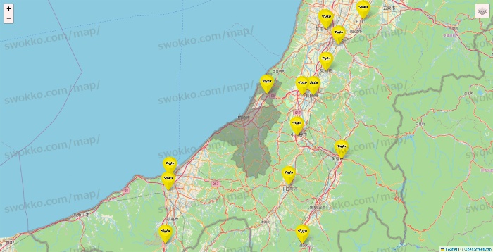 新潟県のマツモトキヨシの店舗地図