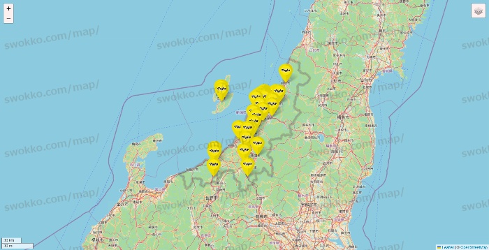 新潟県のマツモトキヨシの店舗地図