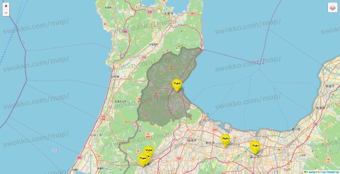 富山県のマツモトキヨシの店舗地図