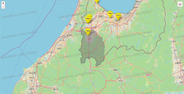 富山県のマツモトキヨシの店舗地図