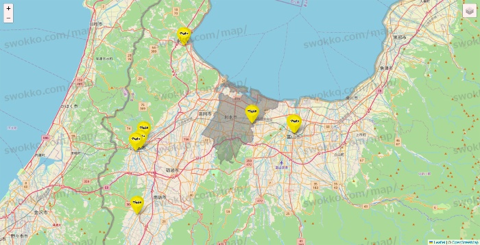 富山県のマツモトキヨシの店舗地図