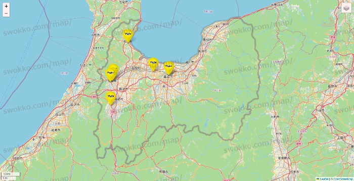 富山県のマツモトキヨシの店舗地図