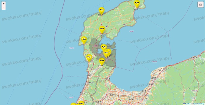石川県のマツモトキヨシの店舗地図