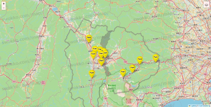 山梨県のマツモトキヨシの店舗地図