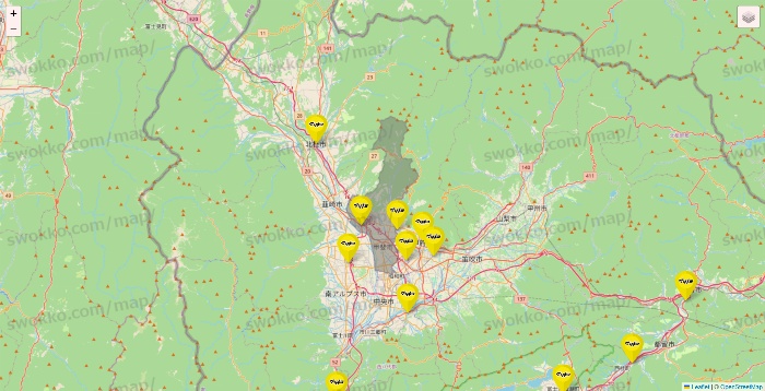山梨県のマツモトキヨシの店舗地図