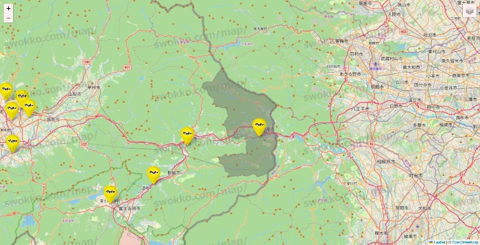 山梨県のマツモトキヨシの店舗地図