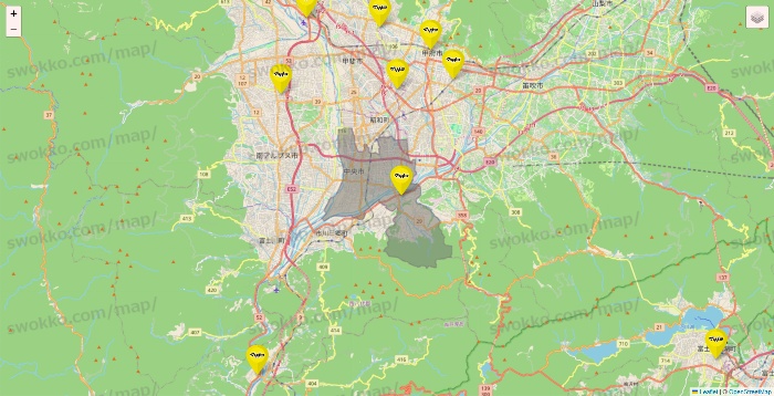山梨県のマツモトキヨシの店舗地図