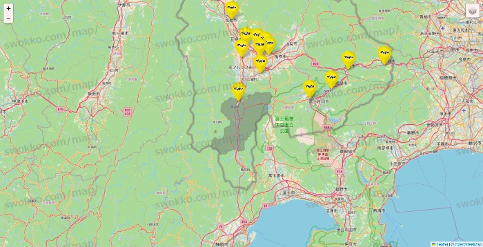山梨県のマツモトキヨシの店舗地図