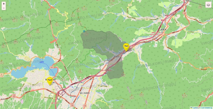 山梨県のマツモトキヨシの店舗地図