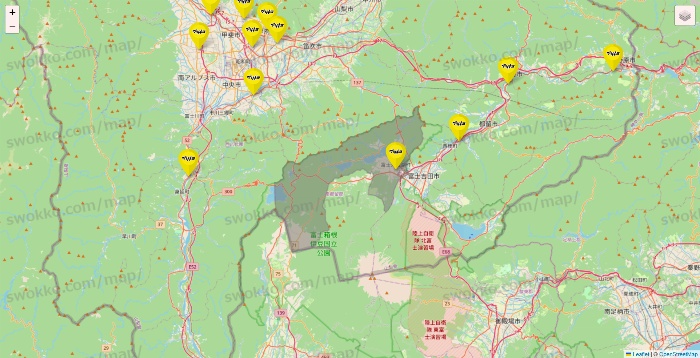 山梨県のマツモトキヨシの店舗地図