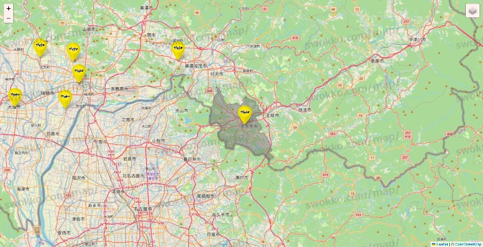 岐阜県のマツモトキヨシの店舗地図