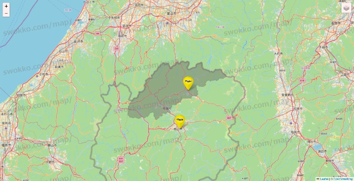 岐阜県のマツモトキヨシの店舗地図