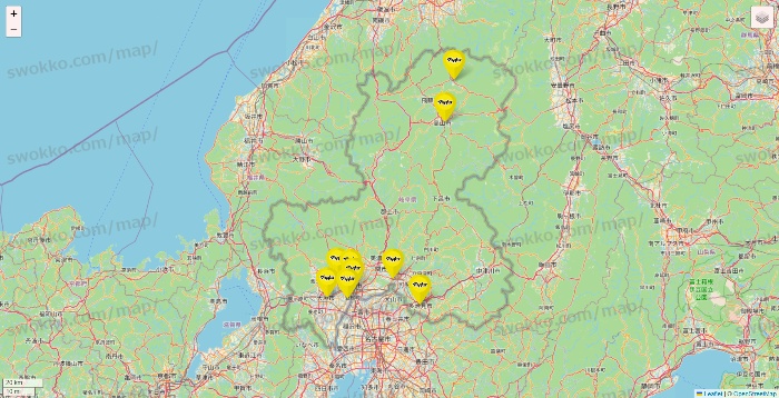 岐阜県のマツモトキヨシの店舗地図