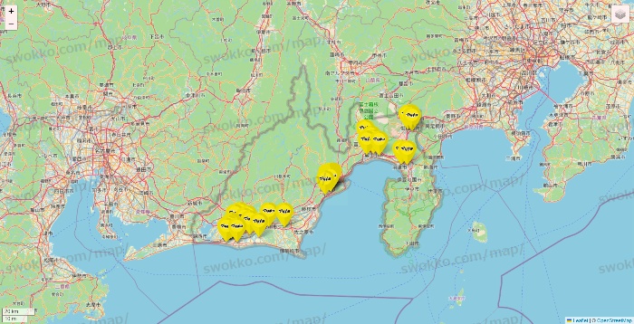 静岡県のマツモトキヨシの店舗地図