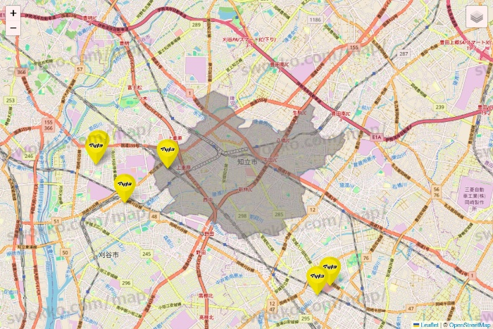 愛知県のマツモトキヨシの店舗地図