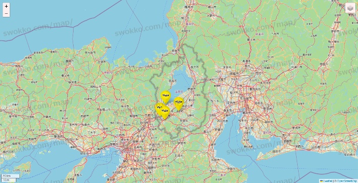 滋賀県のマツモトキヨシの店舗地図