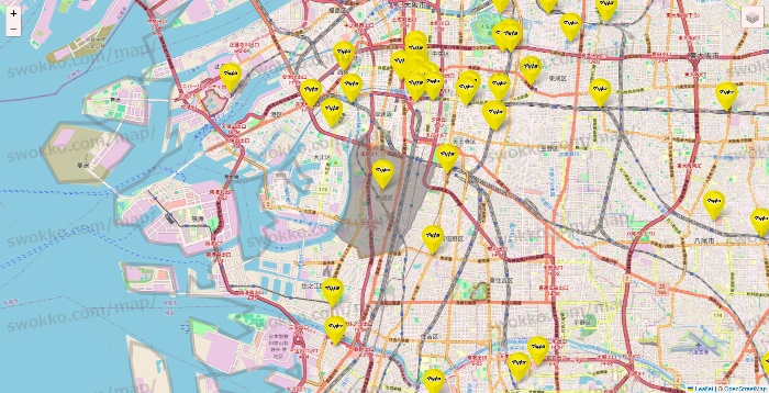 大阪府のマツモトキヨシの店舗地図