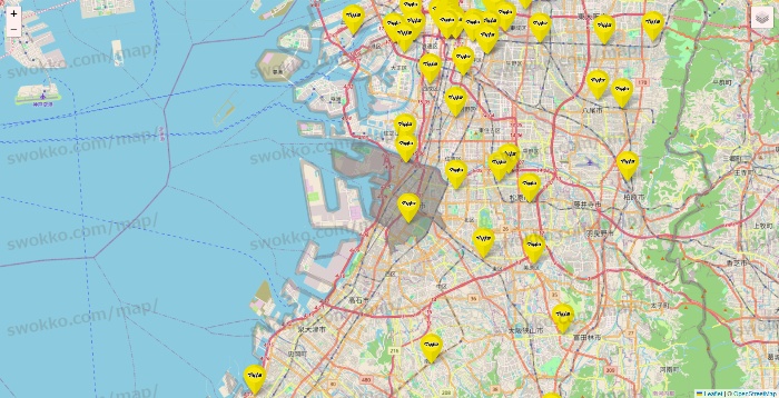 大阪府のマツモトキヨシの店舗地図